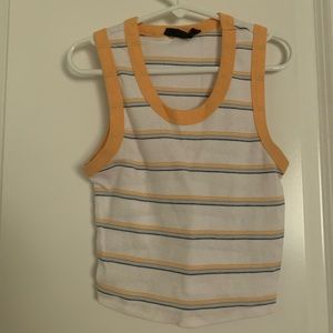 Orange Rimmed Striped Cropped Tank